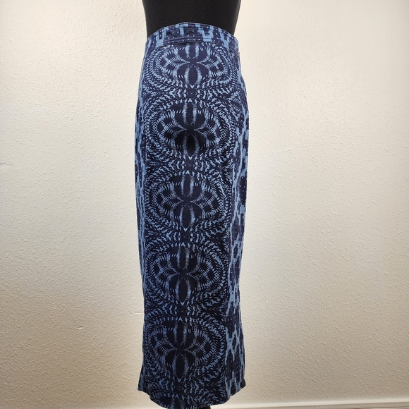 Plenty by Tracy Reese Anthropologie Boho Style Blue Straight Maxi Skirt Size 4 - Picture 3 of 9